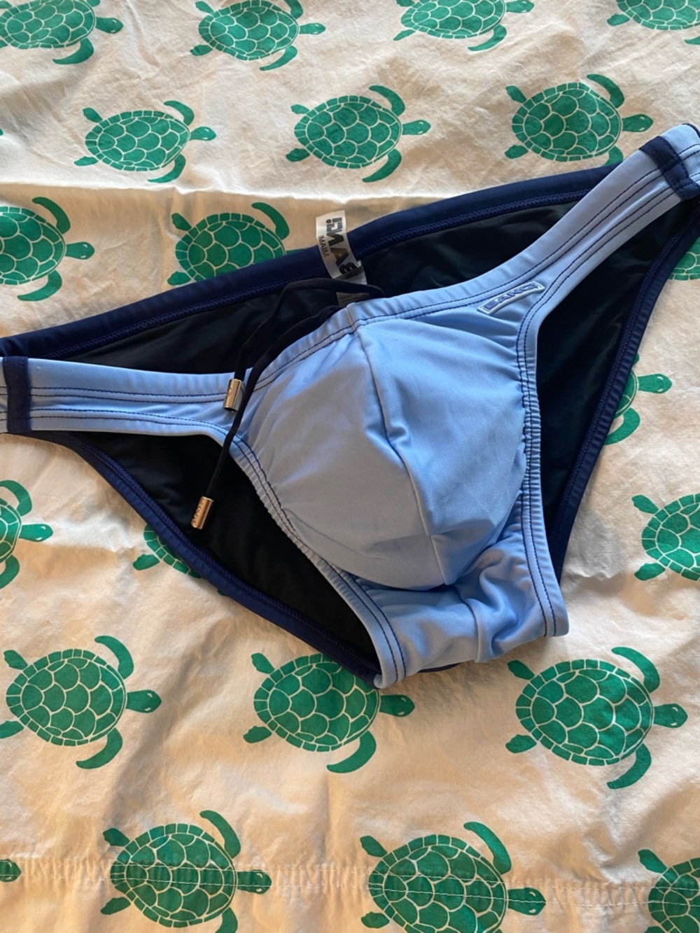 Men's Two-Tone Light Blue & Navy Swim Briefs
